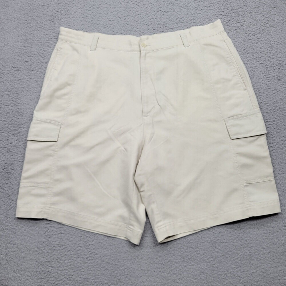 Alfani Shorts Mens 38 Tan Beige Chino with Cargo Pocket 38x9.5*